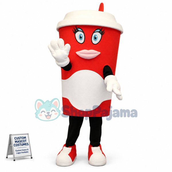 Hot Paper Coffee Cup Mascot Costume