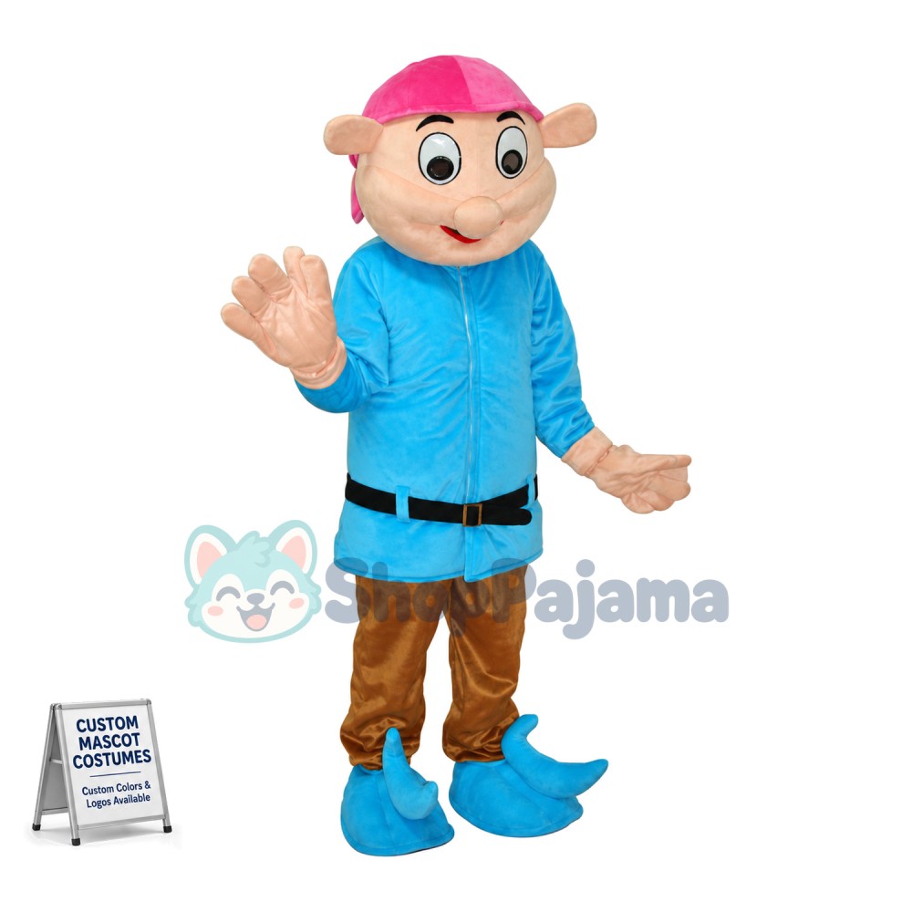 Dwarf In The Blue Top Mascot Costume