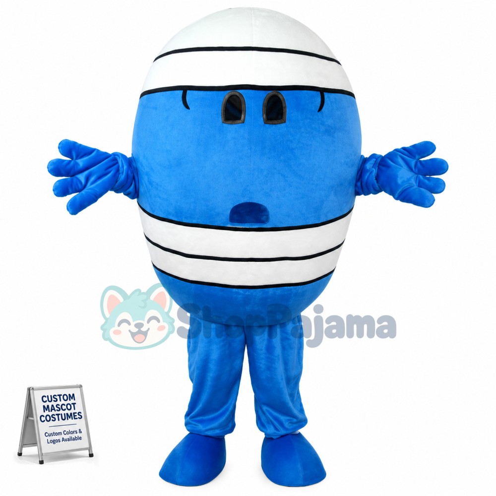 Blue & White Round Ball Mascot Costume