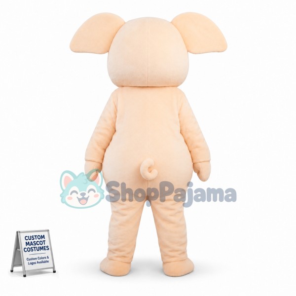 Cartoon Beige Pig Mascot Costume