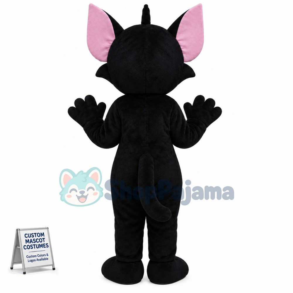 Cheerful Black Tom Cat Mascot Costume