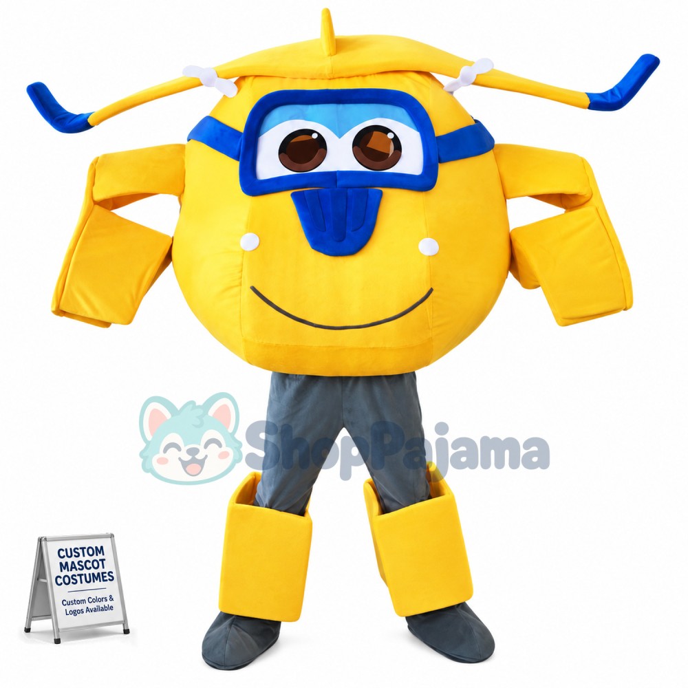 Yellow Donnie Mascot Super Wings Costume