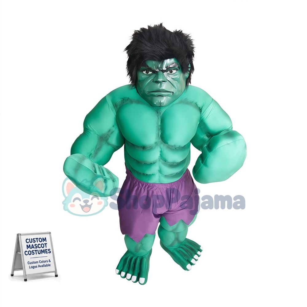Green Muscle Hulk Mascot Costume