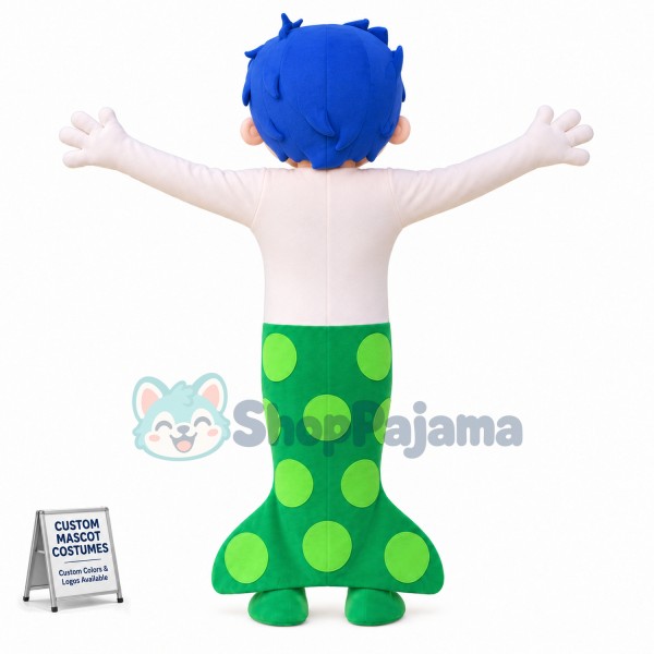 The Blue-haired Mermaid Prince Mascot Costume