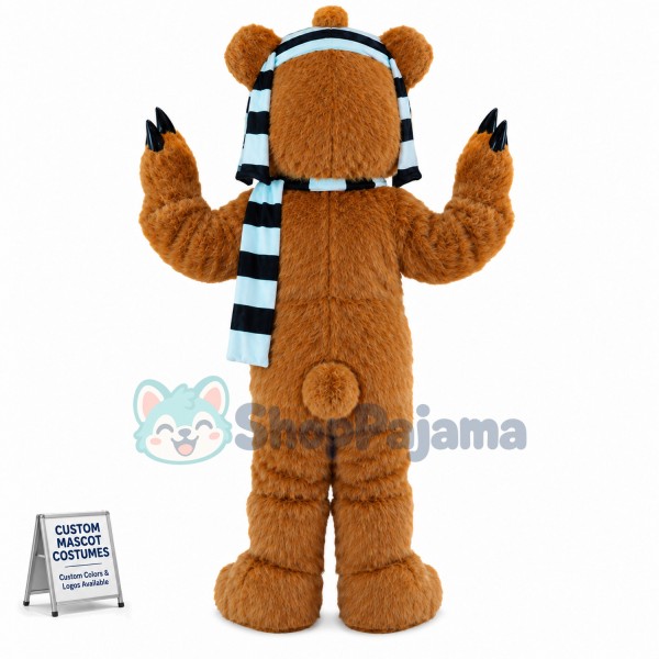 Thrilling Violent Bear Mascot Long Wool Costume
