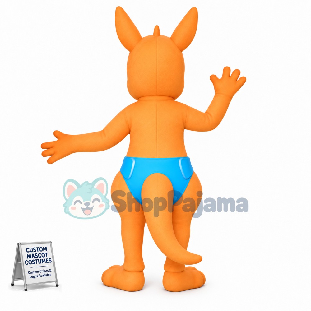 Baby Kangaroo In The Blue Diaper Mascot Costume