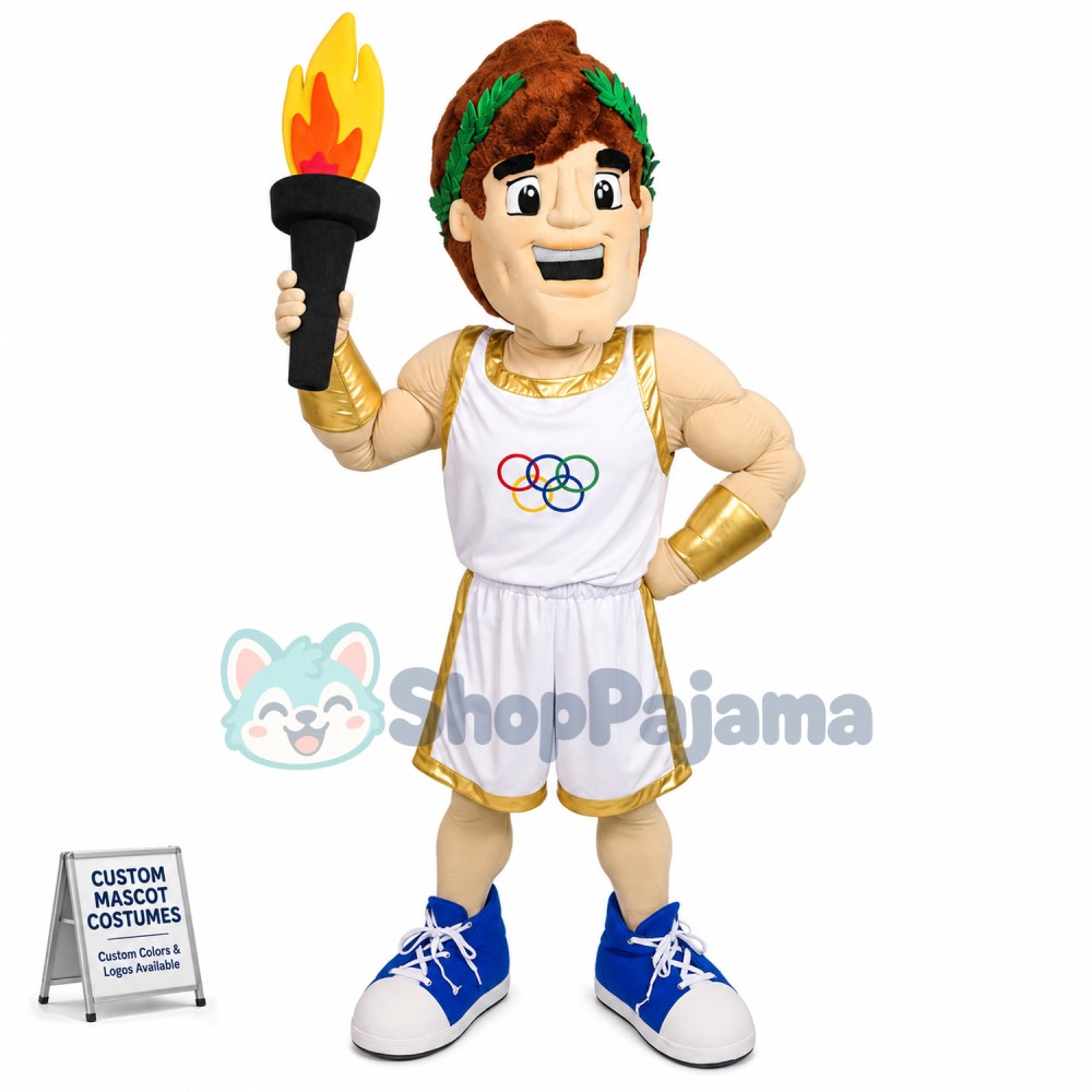 Muscular Olympic Torchbearer Mascot Costume