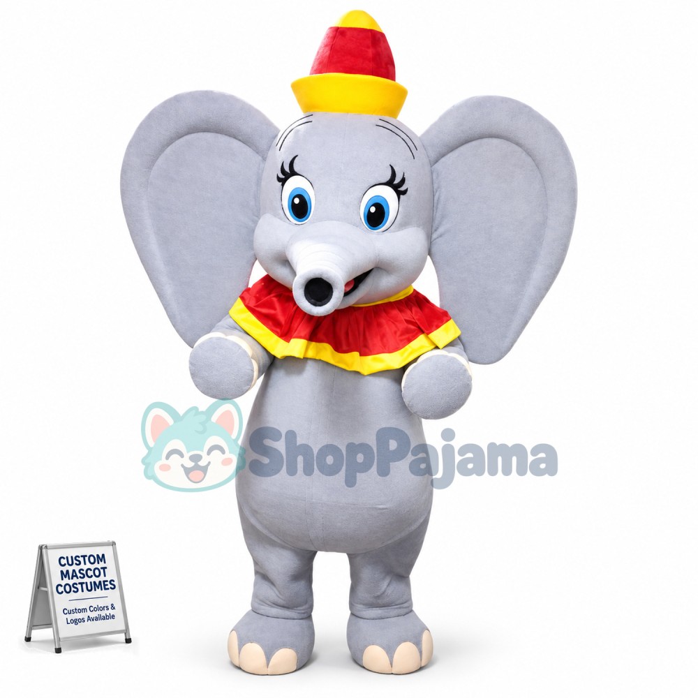 Baby Elephant Wearing Pagoda Hat Mascot Costume