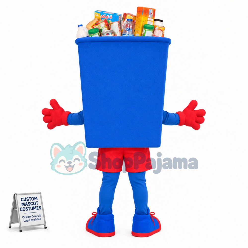 Full Blue Trash Can Mascot Costume