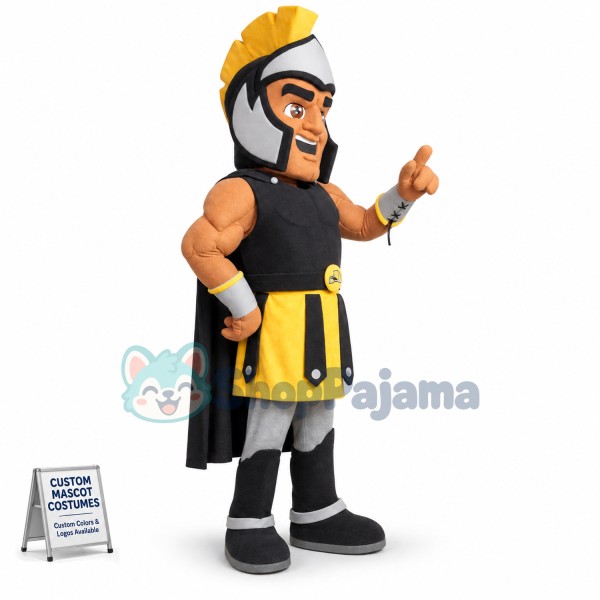 Brave Black Muscle Warrior Mascot Costume