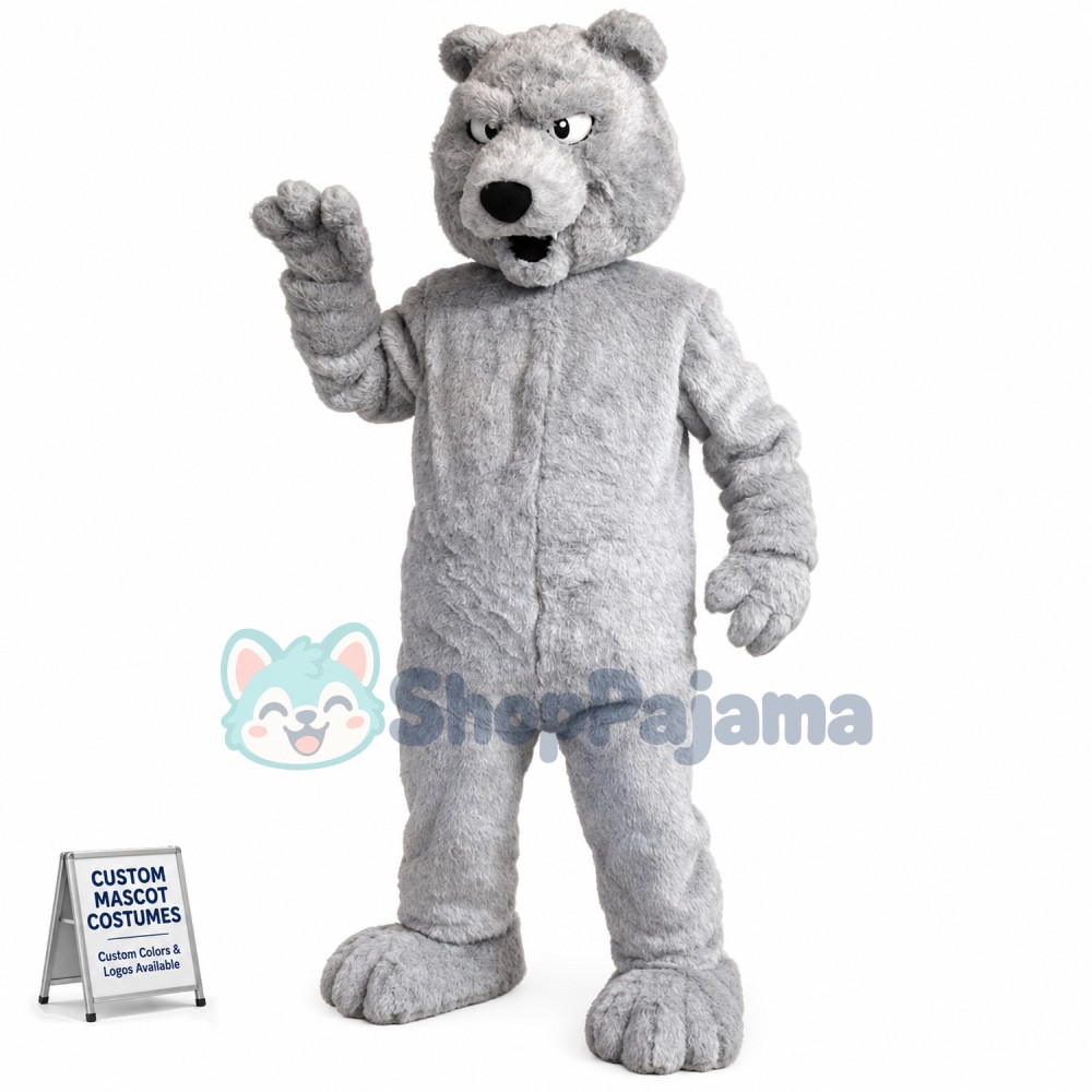 Adult Soft Gray Bear Mascot Costume