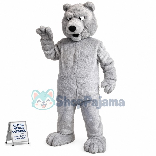 Adult Soft Gray Bear Mascot Costume