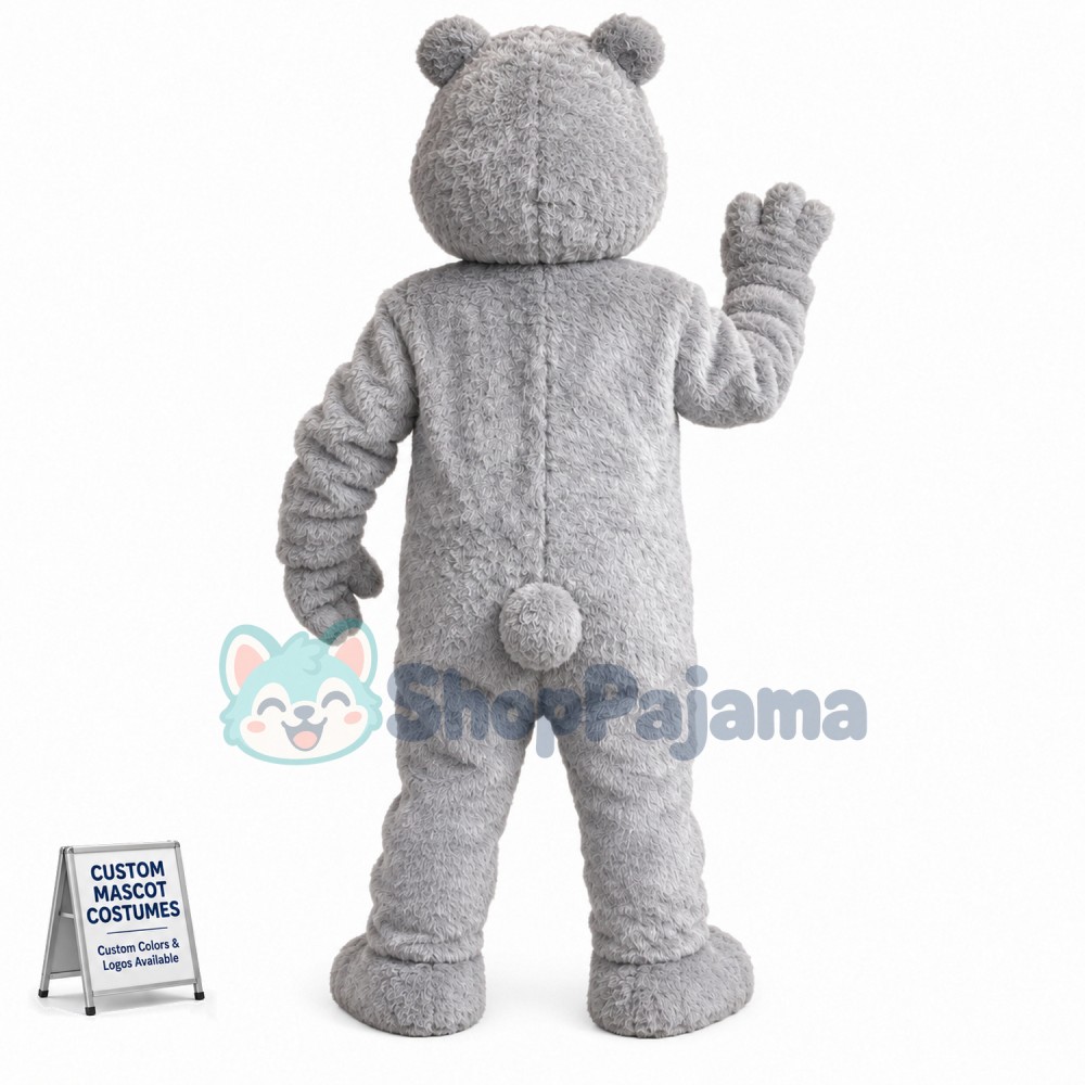Adult Soft Gray Bear Mascot Costume