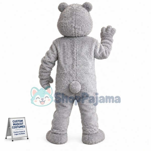 Adult Soft Gray Bear Mascot Costume