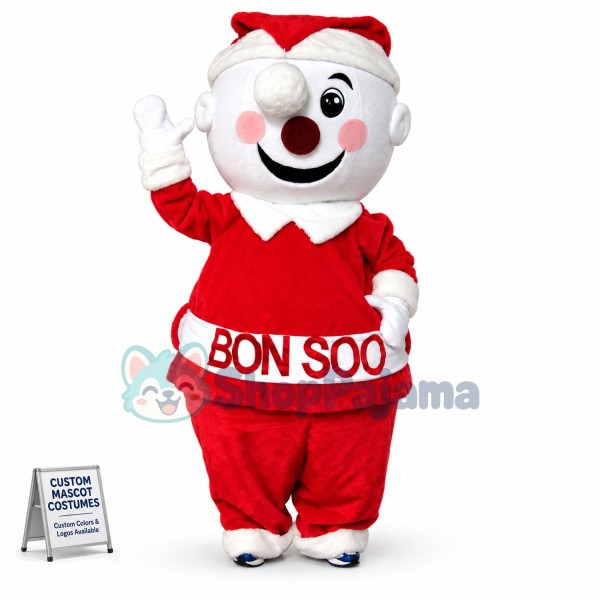 Warm Christmas Snowman Mascot Cartoon Costume