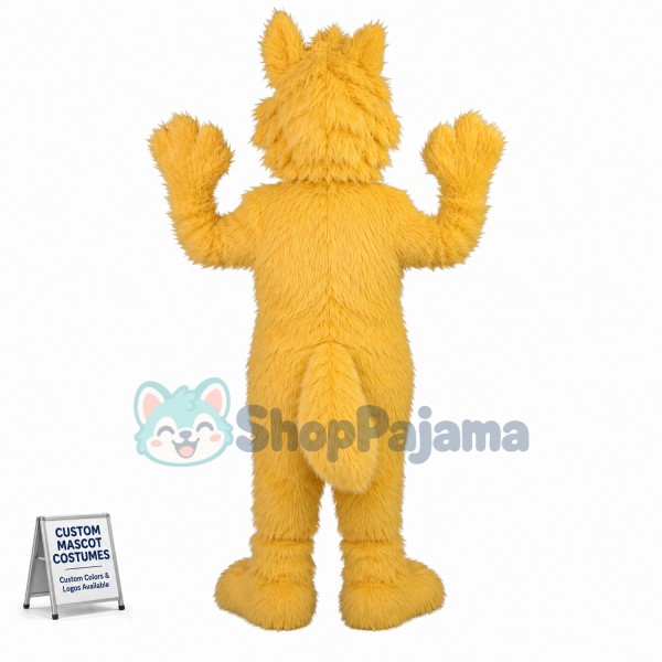 Blindfolded Long Wool Wolf Mascot Costume