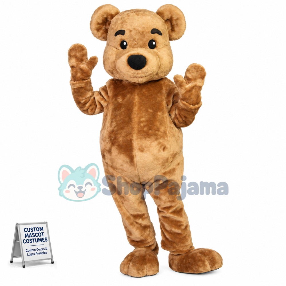 Brown Bear With Raised Eyebrows Mascot Costume