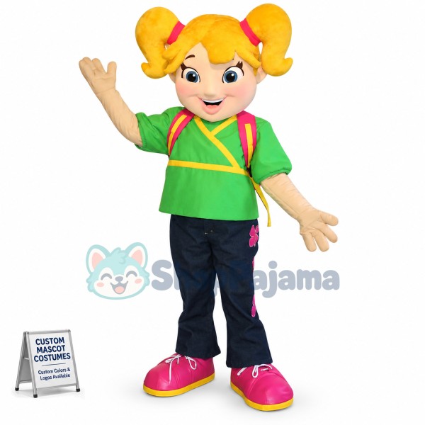 Blonde Foreign Elementary School Student Mascot Costume