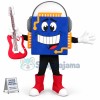 Blue Speaker Holding Guitar Mascot Costume