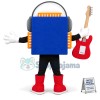 Blue Speaker Holding Guitar Mascot Costume