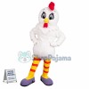 White Chicken In Striped Socks Mascot Costume