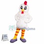 White Chicken In Striped Socks Mascot Costume