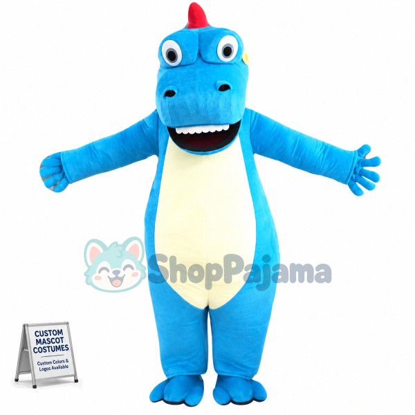 Blue Big Mouth Stegosaurus Mascot Costume