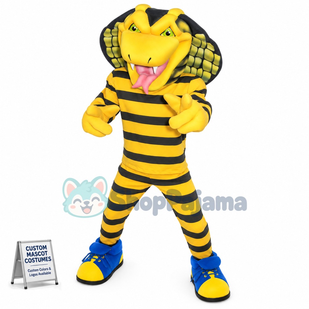 Menacing Striped Golden Python Mascot Costume