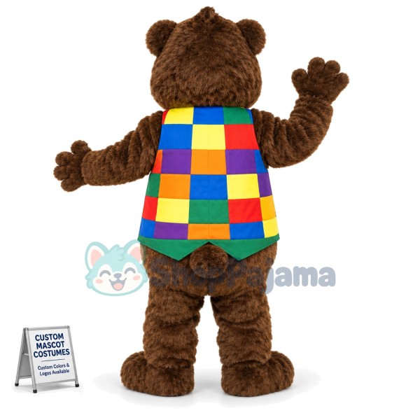 Virtue Bear In Color Waistcoat Mascot Costume