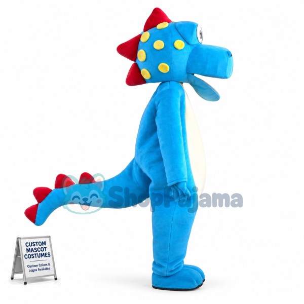 Blue Big Mouth Stegosaurus Mascot Costume