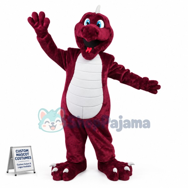 Vivid Burgundy Dragon Mascot Costume