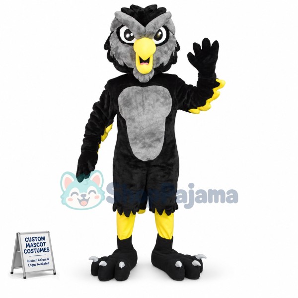 Strong Black & Grey Owl Mascot Costume