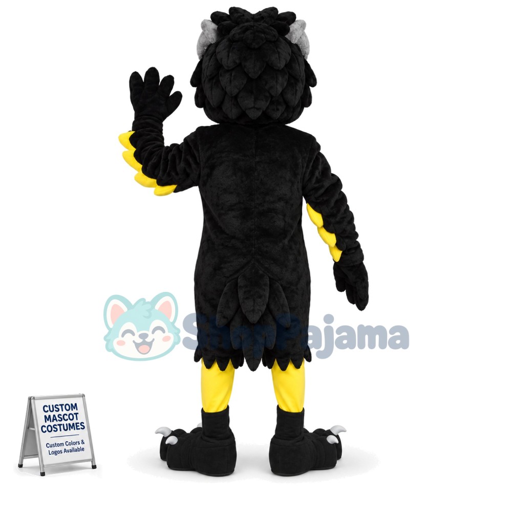 Strong Black & Grey Owl Mascot Costume