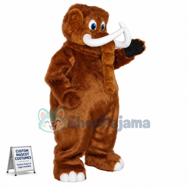 Brown Mammoth With Fangs Mascot Costume