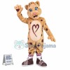 Vigorous Khaki Love Leopard Mascot Costume