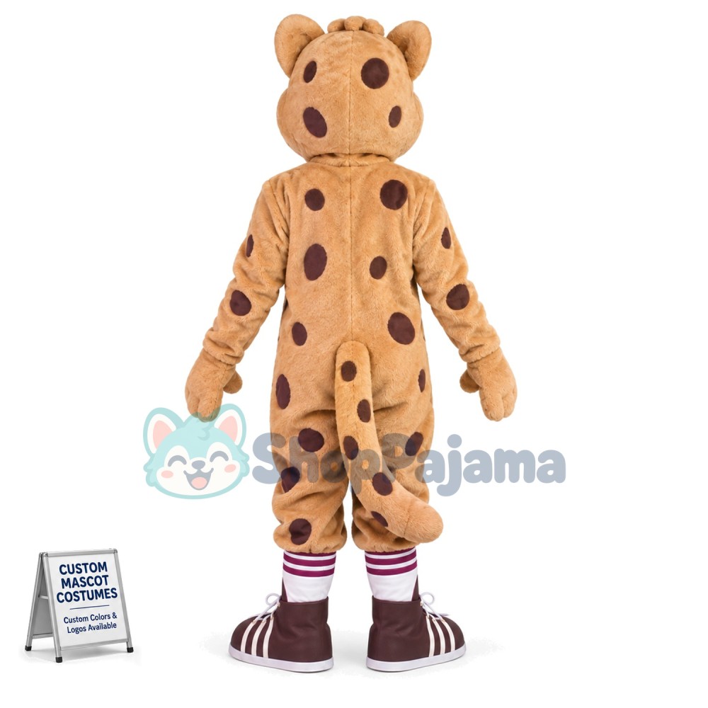 Vigorous Khaki Love Leopard Mascot Costume