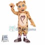 Vigorous Khaki Love Leopard Mascot Costume