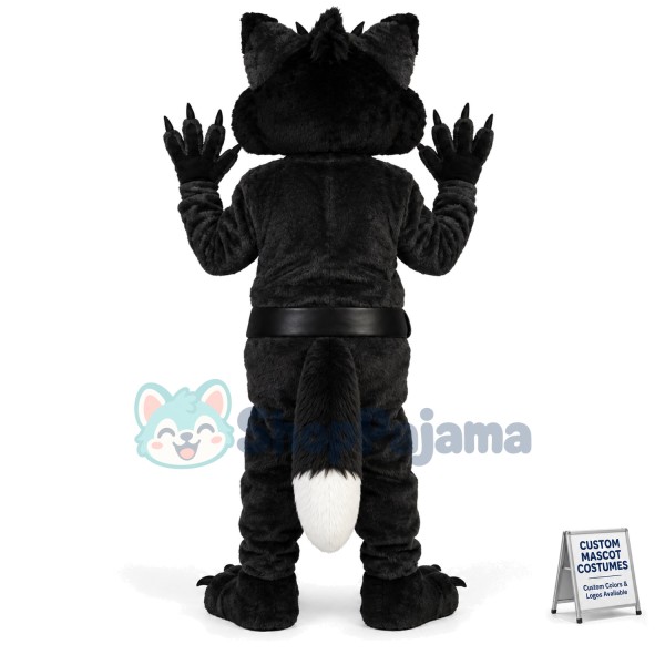 Black Wolf With Sharp Claws Mascot Soft Costume