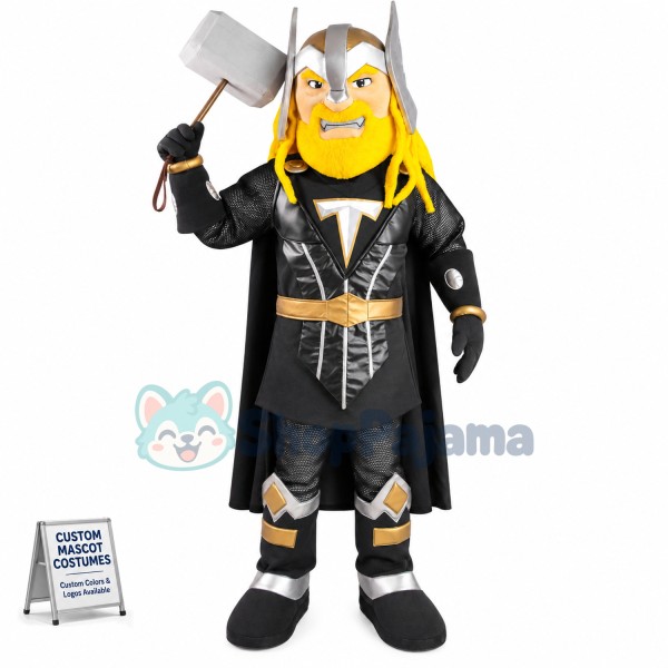 Strong Warrior Holding The Hammer Mascot Costume