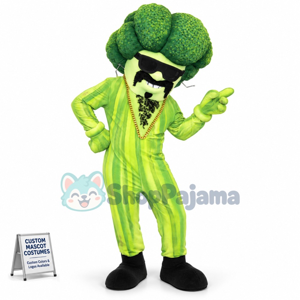 Broccoli Sunglasses Man Mascot Costume