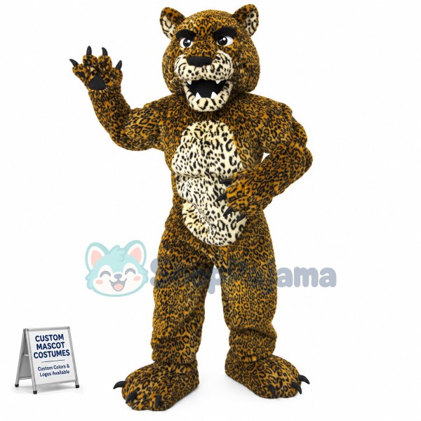 Violent Leopard With Full Muscle Mascot Costume