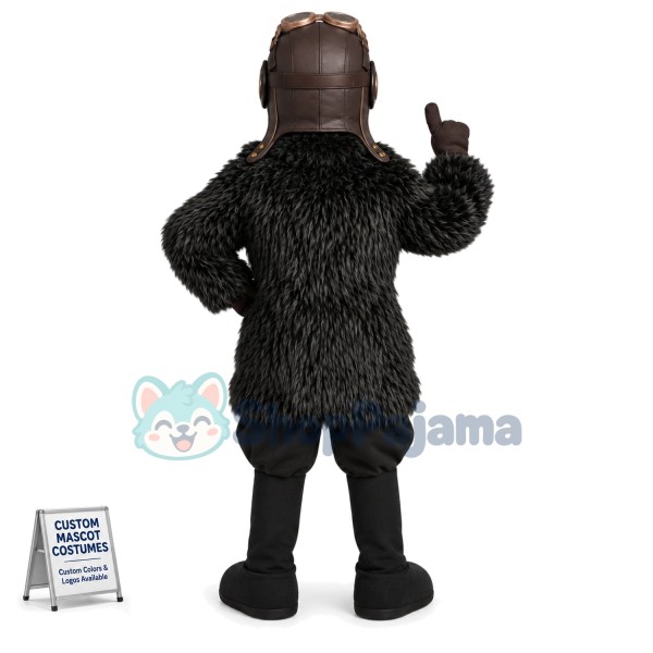 Pilot In The Warm Fur Coat Mascot Costume