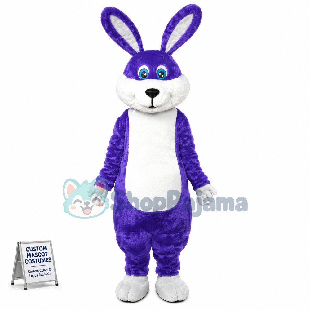 Dark Blue Easter Bunny Mascot Costume