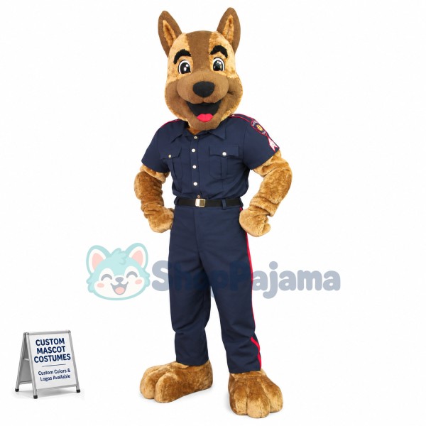 Alert Police Wolfdog Mascot Costume