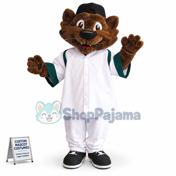 Well-behaved Brown Cat Of Baseball Website Mascot Costume