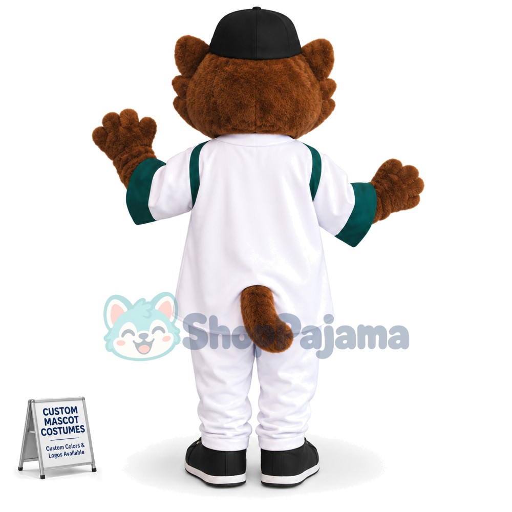 Well-behaved Brown Cat Of Baseball Website Mascot Costume