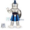 The Brave Polar Bear With Silver Armor Mascot Costume