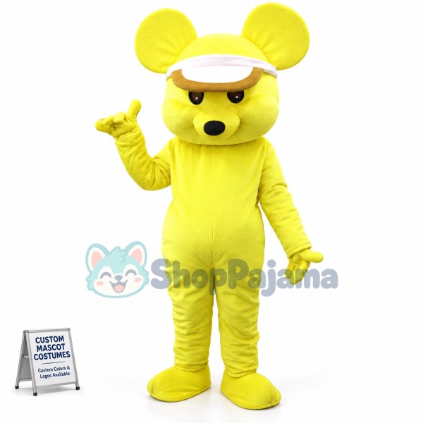Sun Hat Yellow Mouse Mascot Costume