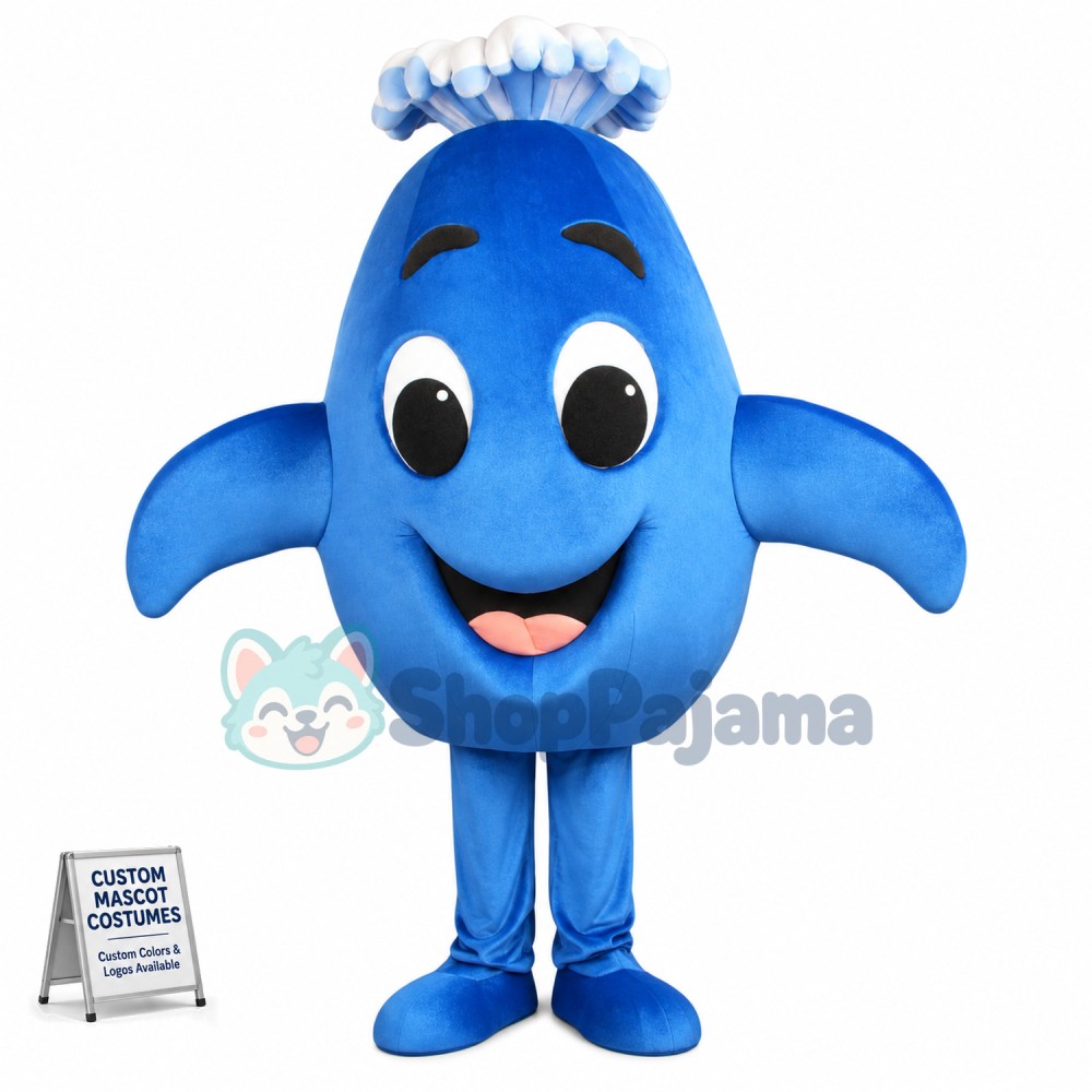 Water Blue Fountain Dolphin Mascot Costume