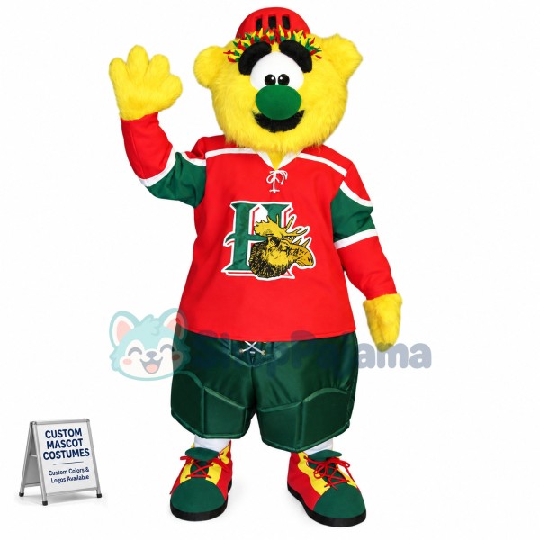 Yellow Furry Doll Of High School Mascot Costume